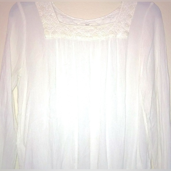 L.O.G.G. White Beaded Peasant Top, Tie Waist, 13 - 14 NWOT - Picture 2 of 6
